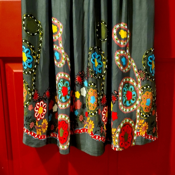 Boho fit and flare dress with pockets. Floral retro Med - Picture 7 of 10